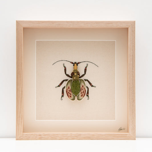 Violin Beetle Embroidered Artwork
