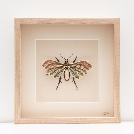 Angel Plume Moth Embroidered Artwork