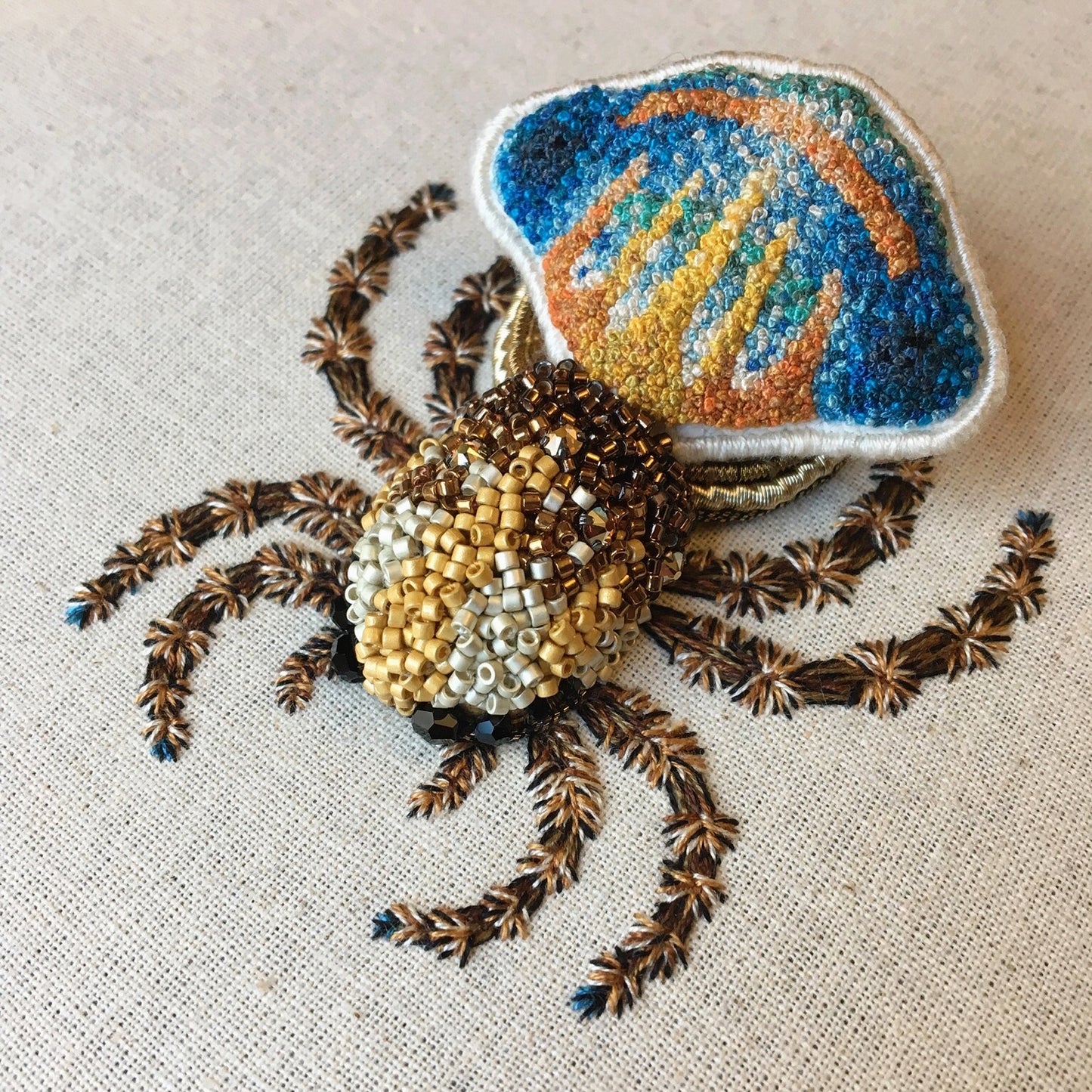 Peacock Spider Embroidered Artwork